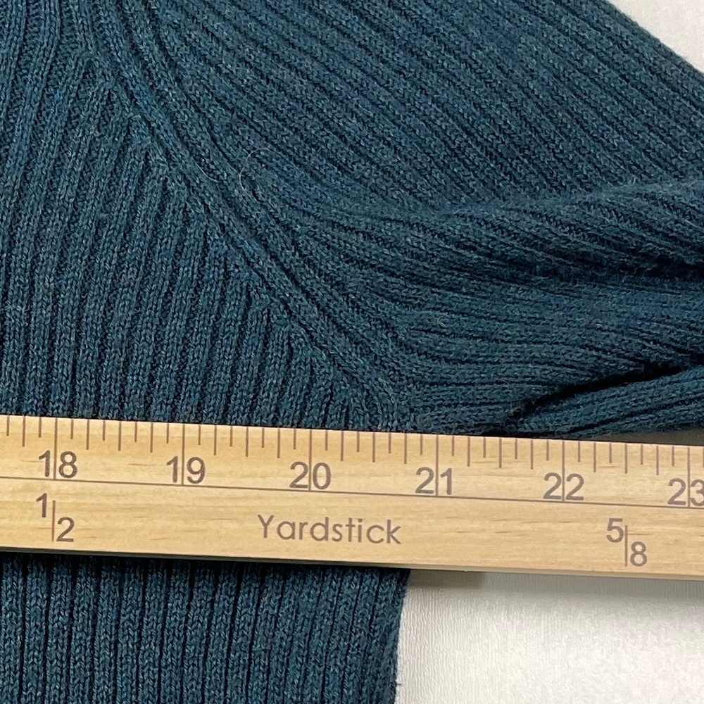 John + Jenn Turtleneck Sweater Ribbed with Lace Up Side Detail Teal Size Large - Picture 6 of 8